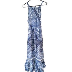 Lucky Brand NWT Halter Top Maxi Dress, Ties At Back Of Neck, Ruffle Hem